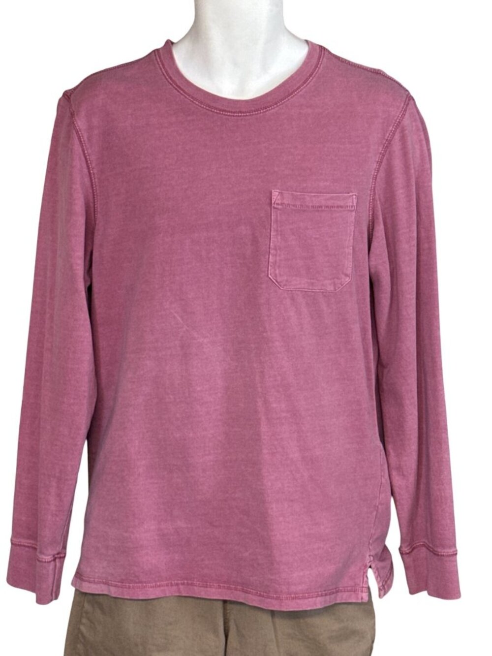 GOODFELLOW & CO Mens Long Sleeve Garment Dyed Pocket Tee~Size M~Mauve L13 23
